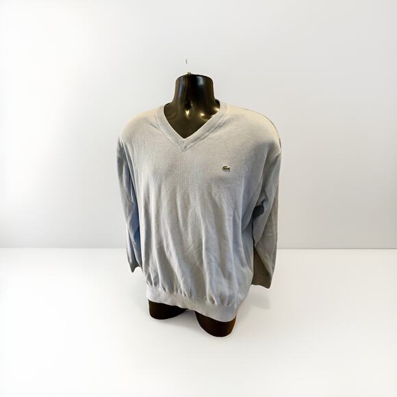 Men's Lacoste V neck Sweater Pullover Long Sleeve Robins Egg Blue Size 8 XXL 2XL